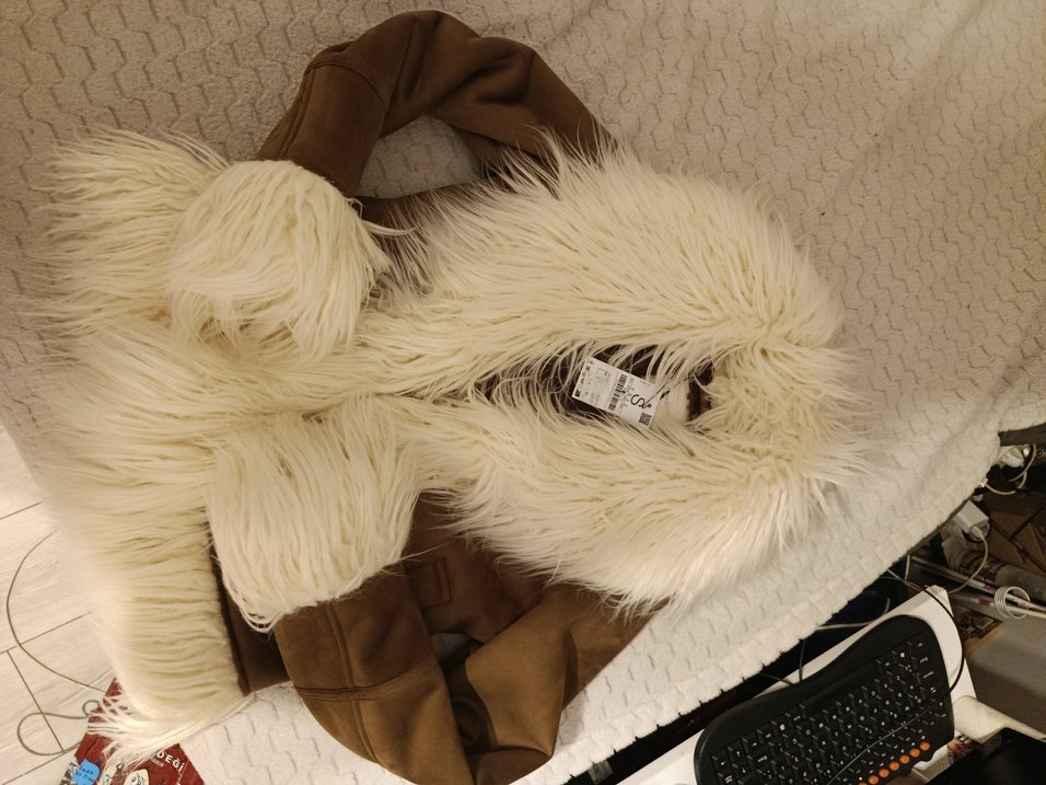 Stradivarius kahverengi Süet Kürk Detaylı Kadın Kışlık Ceket - Görsel 5