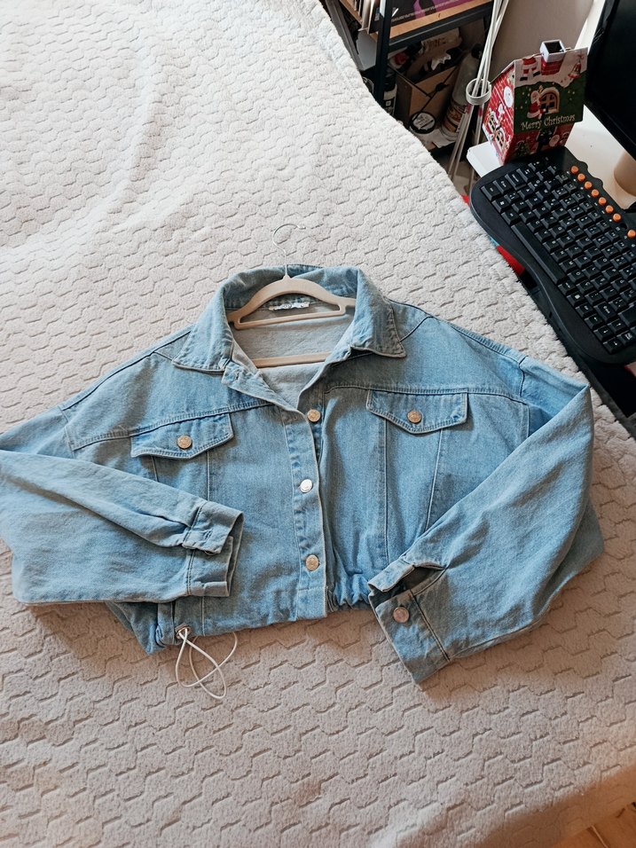 Mavi Kadın Denim Ceket, Düğmeli, Salaş Kesim - Görsel 2