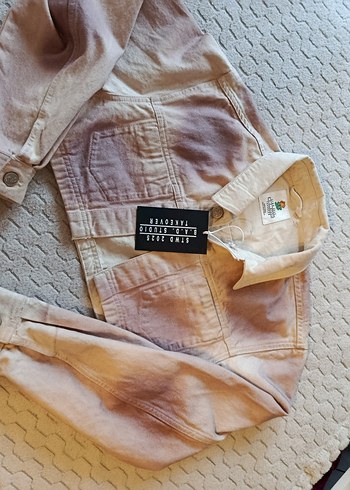 Pull&bear pembe kot ceket - Görsel 4