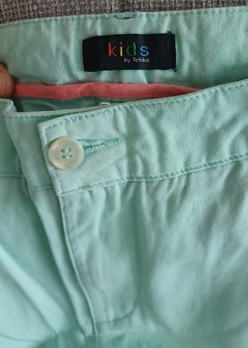 Kadın Yeşil Pamuk Bermuda Şort - Görsel 2