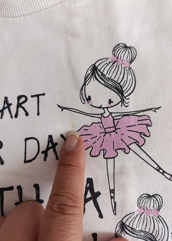 Kız Çocuk Beyaz Baskılı Pamuklu Sweatshirt - Görsel 6