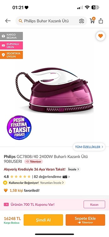 philips buhar kazanlı ütü