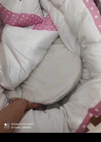 Beden sepet beşik Pembe Puantiyeli Bebek Beşiği