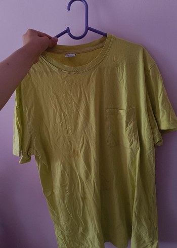 xl Beden Sarı unisex salaş Tişört