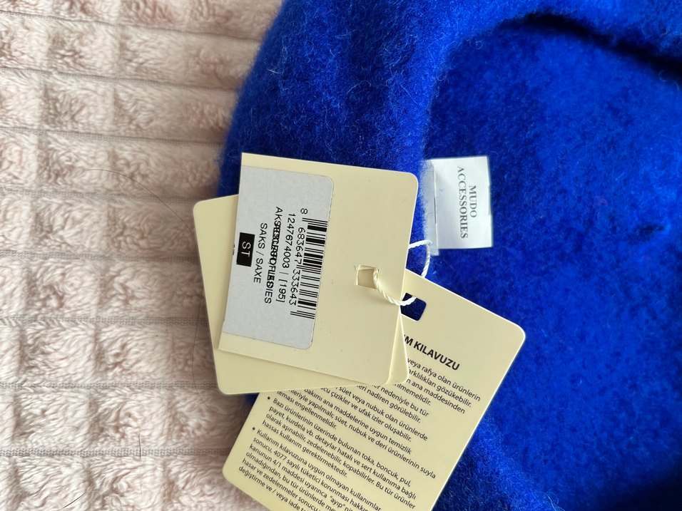 Mavi Kadın %100 Yün Bere - Görsel 3