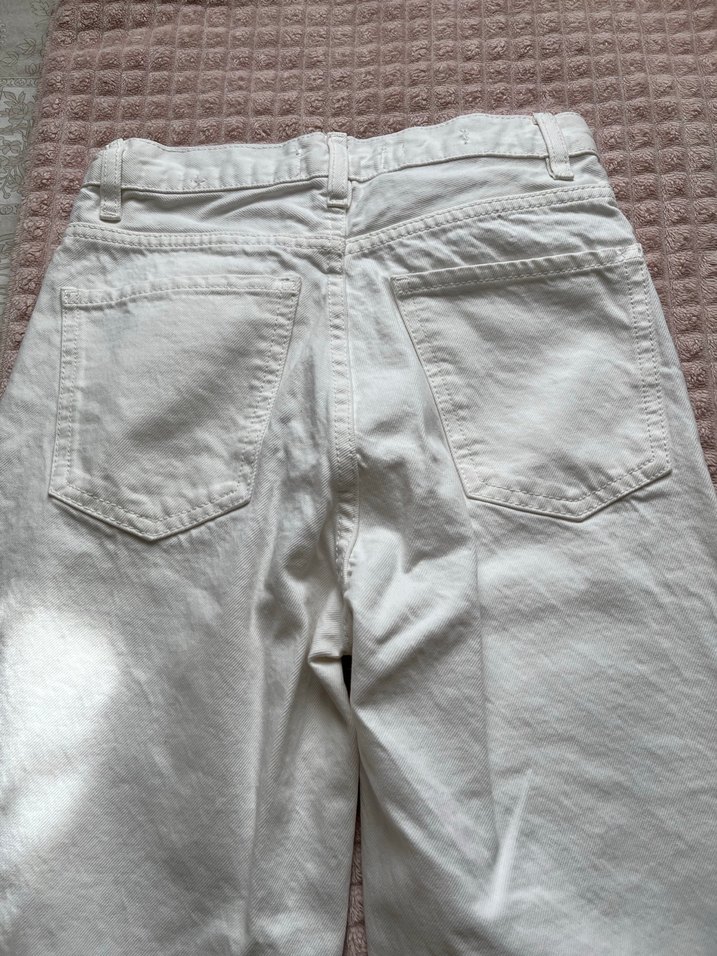 Düğmeli Beyaz Mango Kadın Kot Pantolon - Görsel 5