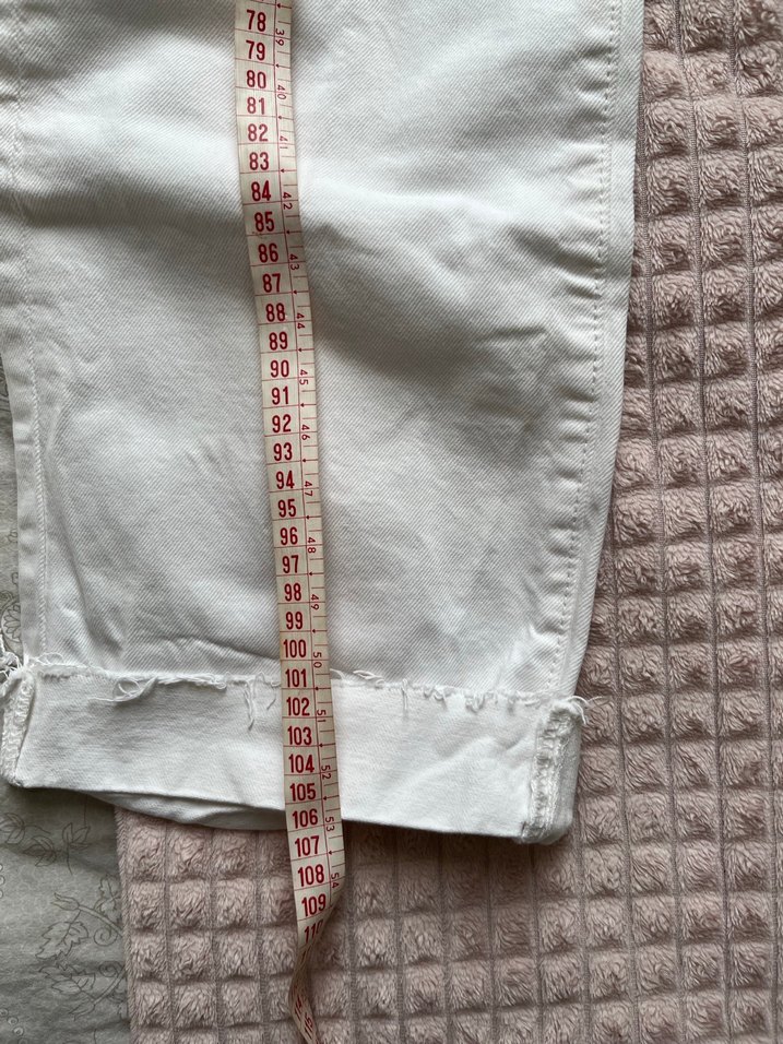 Düğmeli Beyaz Mango Kadın Kot Pantolon - Görsel 3