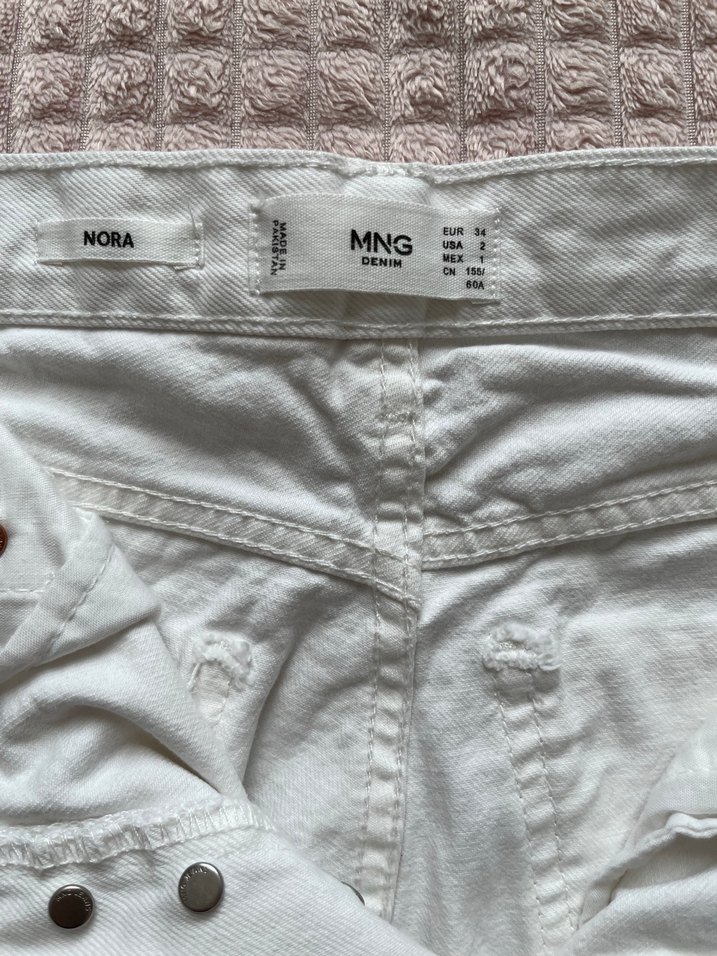 Düğmeli Beyaz Mango Kadın Kot Pantolon - Görsel 4