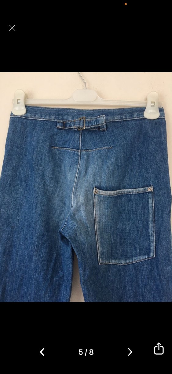 Kadın Gri Mavi Bol Kesim  Kot Pantolon - Görsel 5