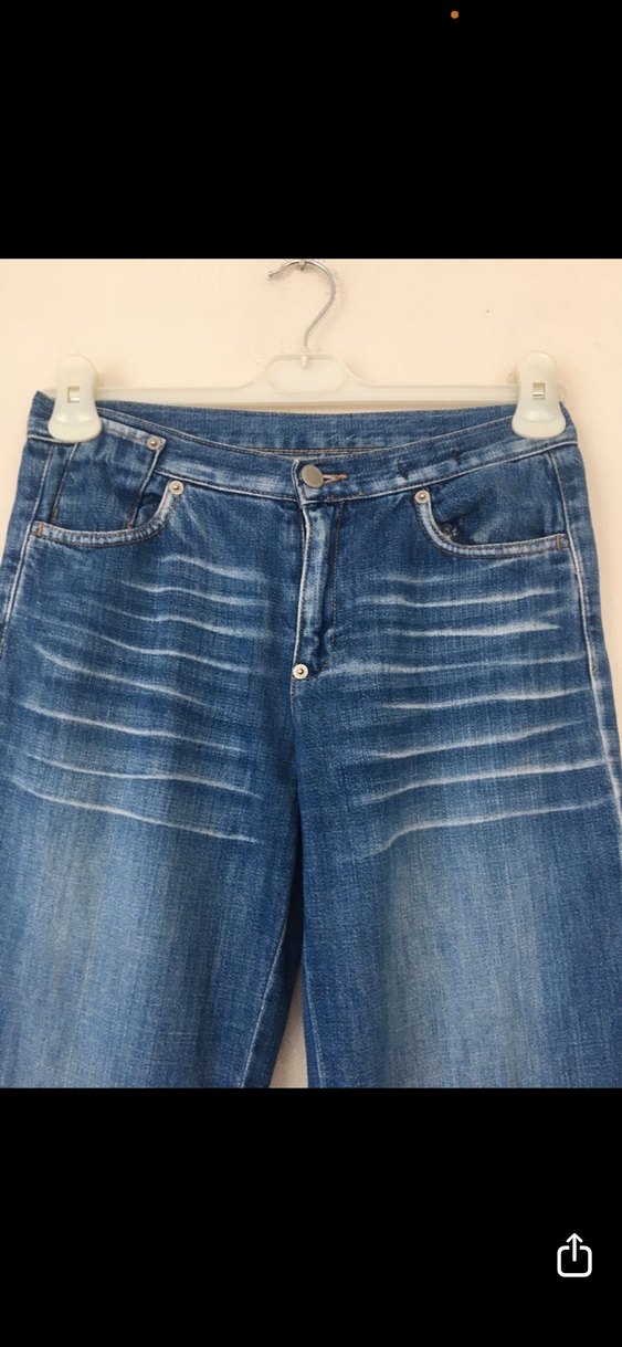 Kadın Gri Mavi Bol Kesim  Kot Pantolon - Görsel 3