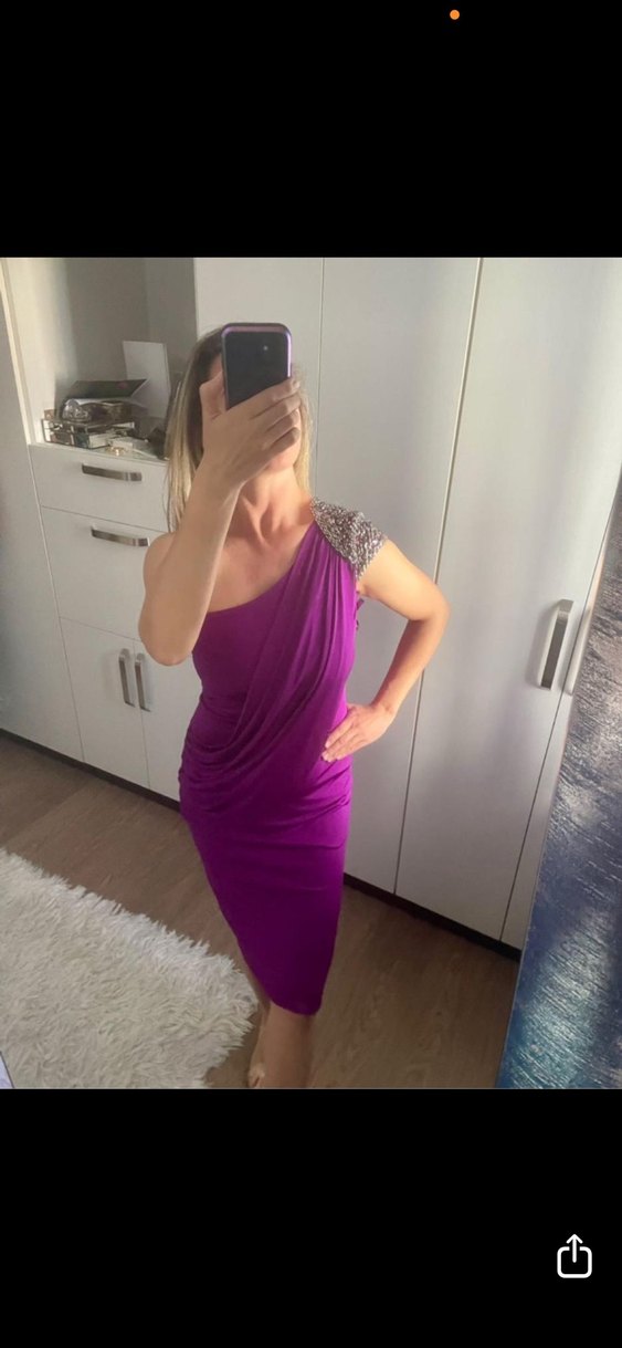 Zahara Mor Drapeli  Abiye Elbise - Görsel 3