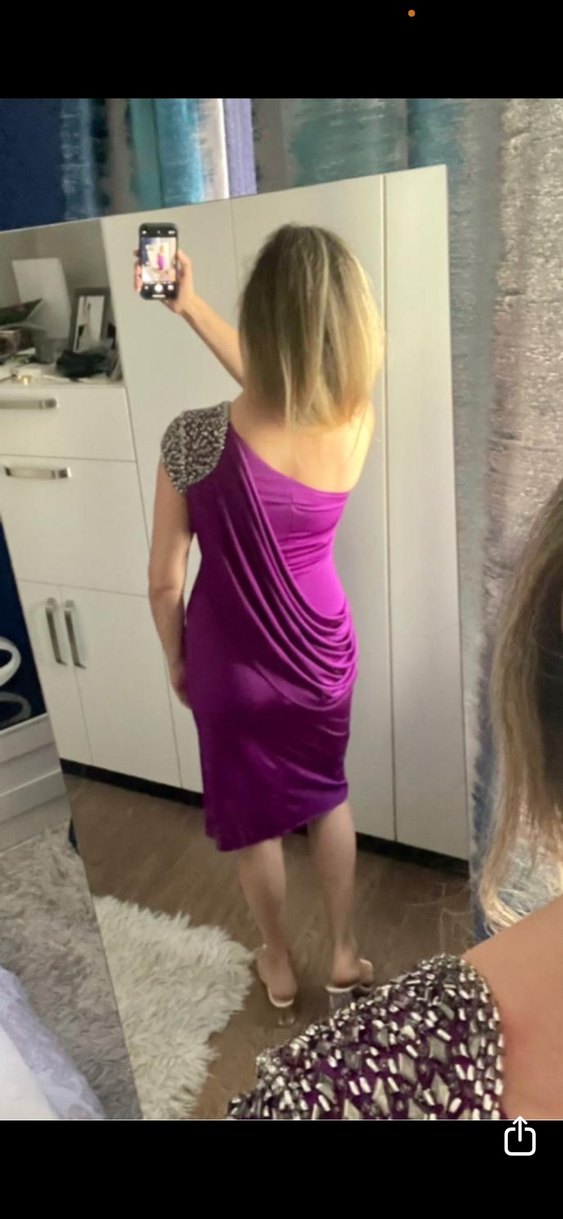 Zahara Mor Drapeli  Abiye Elbise - Görsel 4