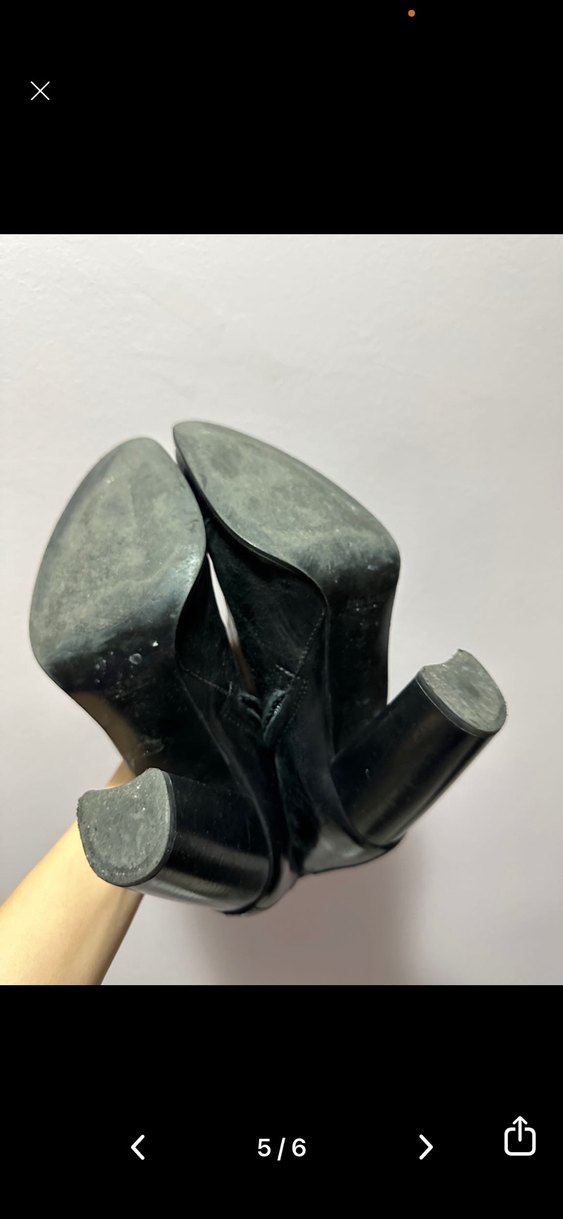 Siyah Deri Stiletto Topuklu Zara Kadın Bot - Görsel 5