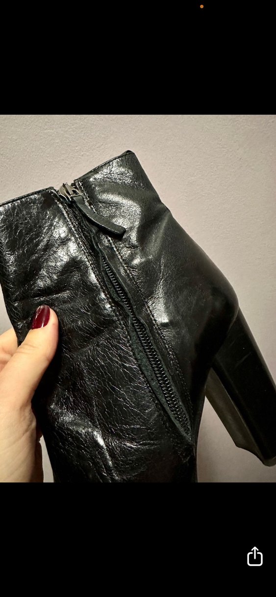 Siyah Deri Stiletto Topuklu Zara Kadın Bot - Görsel 3