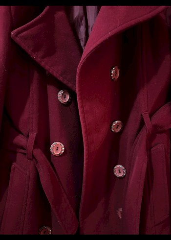 Bordo Çift Düğmeli Kaban - Görsel 3