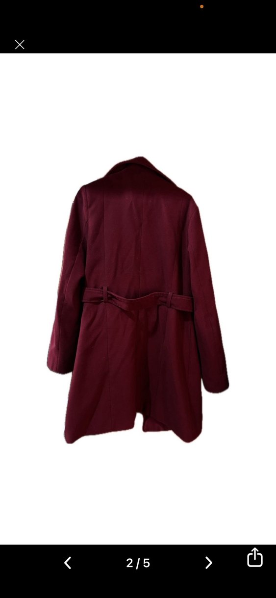 Bordo Çift Düğmeli Kaban - Görsel 2