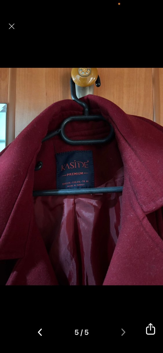 Bordo Çift Düğmeli Kaban - Görsel 4