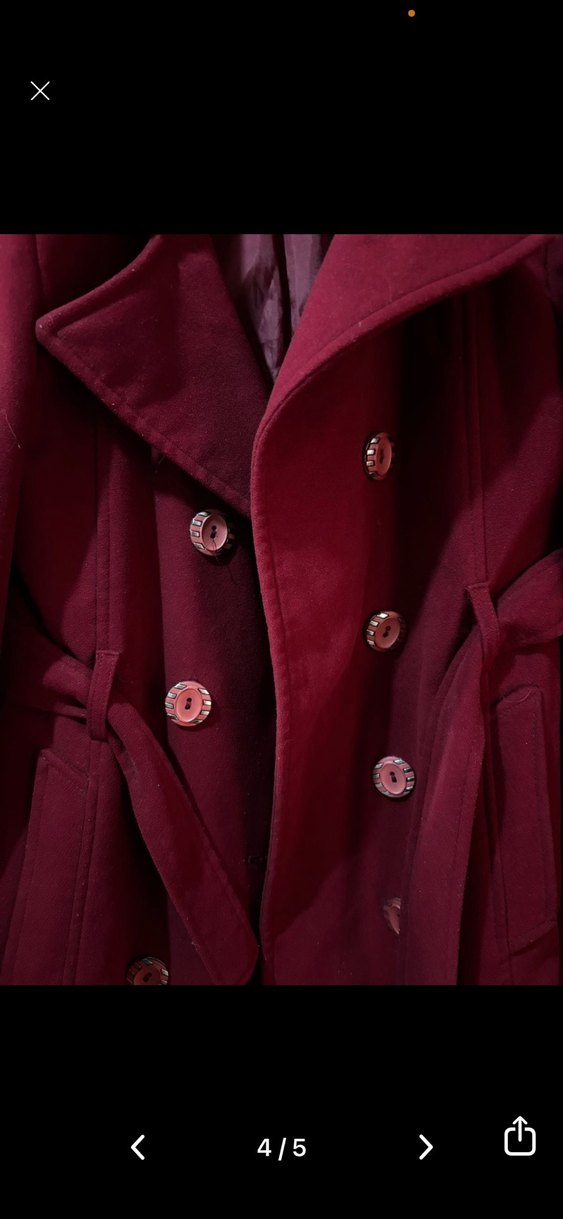 Bordo Çift Düğmeli Kaban - Görsel 3