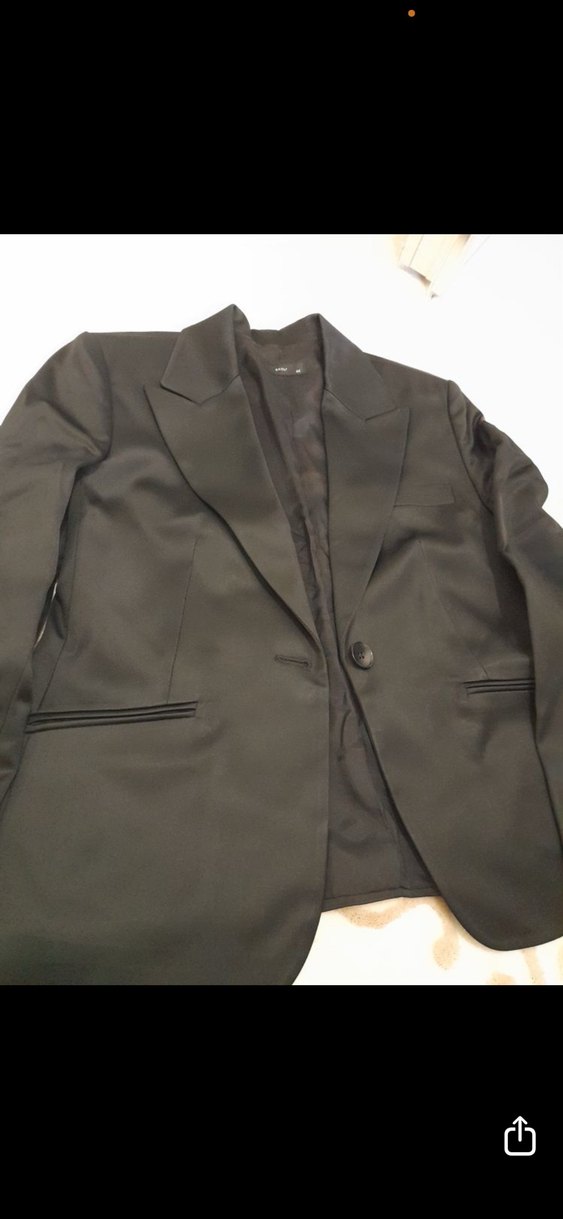 Saten Siyah Kadın Blazer Ceket - Görsel 3