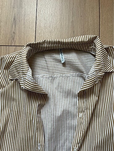 Trendyol & Milla Kadın oversize kahve çizgili gömlek