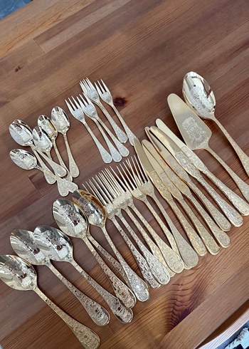 Zara Home Zara Home 6 kişilik oymalı Altın Renkli Çatal Kaşık Bıçak Seti