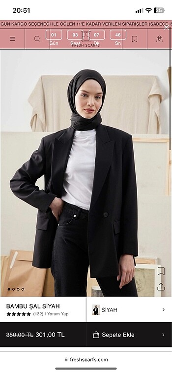 Vibescarf bambu siyah şal