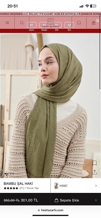 Vibescarf bambu haki şal