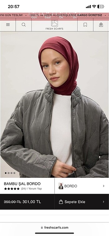 Vibescarf bambu bordo şal