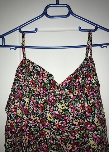 Çiçek Desenli Askılı Mini Elbise - Görsel 2