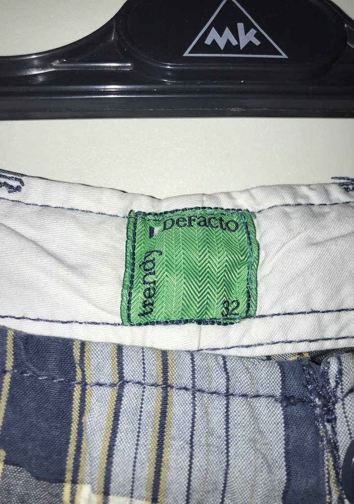 Erkek Mavi Gri Kareli Kemerli Şort - Görsel 2