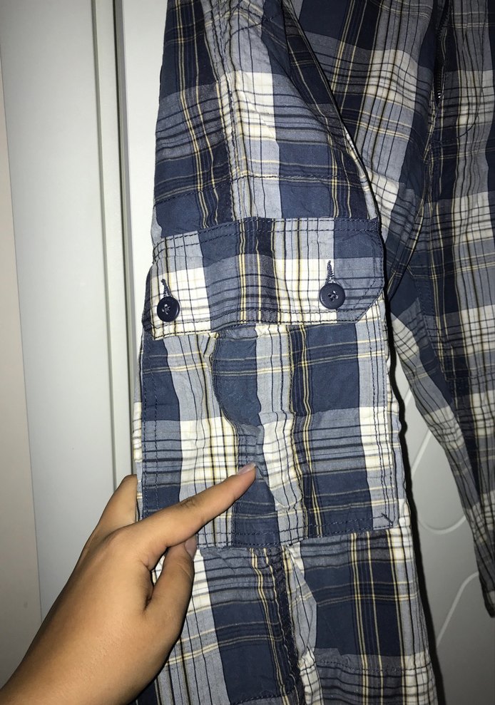 Erkek Mavi Gri Kareli Kemerli Şort - Görsel 3