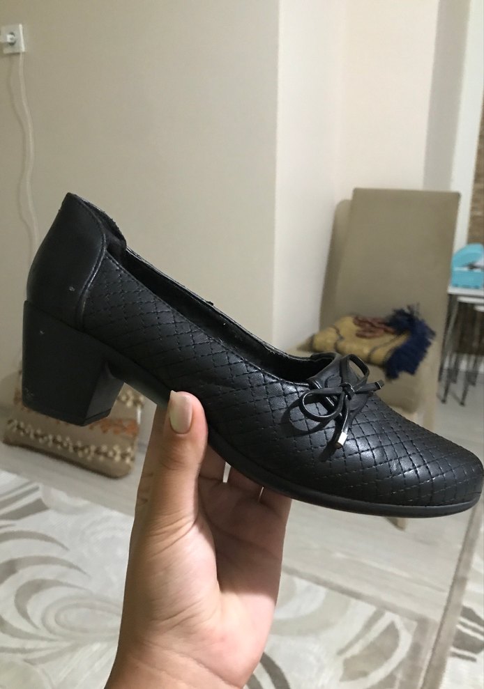 Siyah Klasik Desenli Kadın Babet - Görsel 3