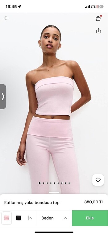 Pull and bear straplez katlanmış bluz