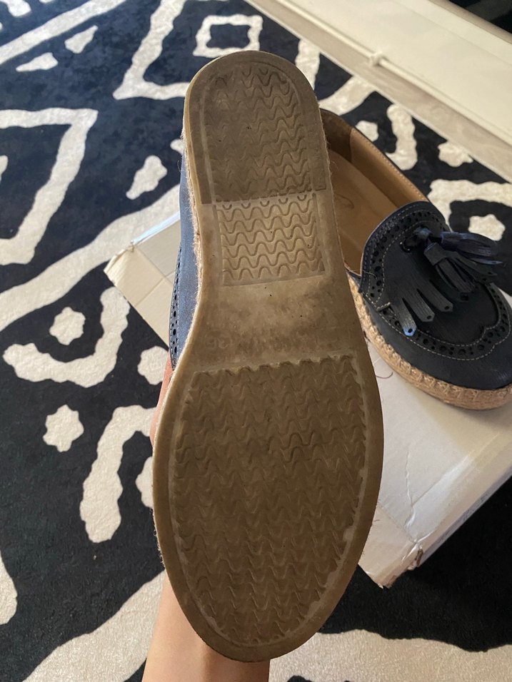 Püsküllü Lacivert Denim Dolgu Topuk Espadril - Görsel 2
