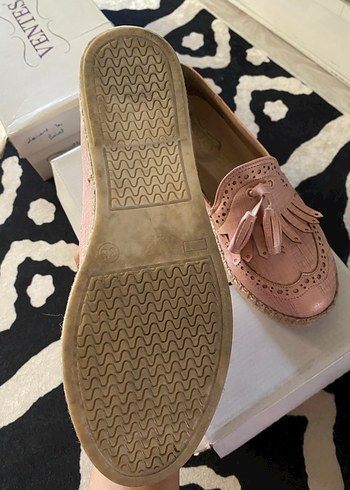 Pembe Deri Püsküllü Kadın Dolgu Topuk Espadril - Görsel 2