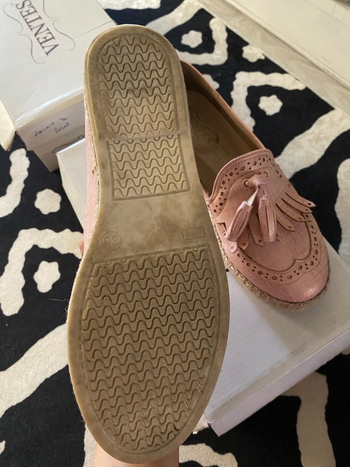 Pembe Deri Püsküllü Kadın Dolgu Topuk Espadril - Görsel 2