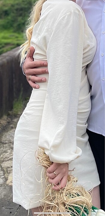 Zara Yanı Büzgülü Mini Elbise