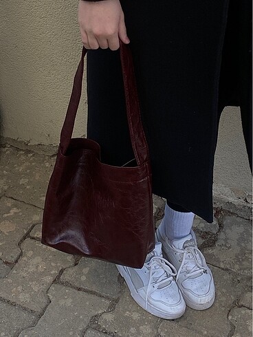  Beden bordo Renk Mat Rugan Baget El ve Omuz Çantası BORDO