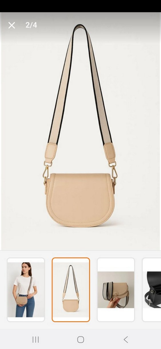 Bej Deri Kadın Çanta Siyah Gri Askılı - Görsel 5