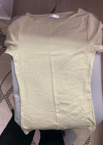 Bej Kadın Crop Top, Kısa Kollu, - Görsel 2