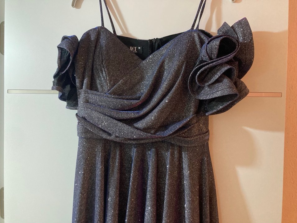 Straplez Drapeli Uzun Mor Abiye Elbise - Görsel 3