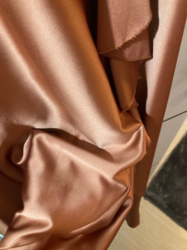 Somon Drapeli V Yaka Uzun Abiye Elbise - Görsel 2