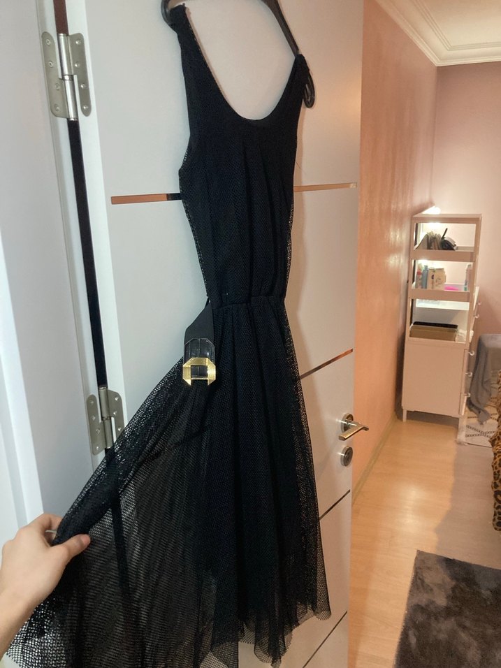 Siyah Avant-Garde Kadın Kemerli elbise - Görsel 3