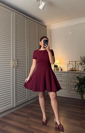 s Beden bordo Renk Zara model elbise
