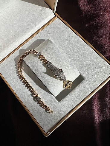 Beden Cartier Model Taşlı Panter Çelik Bileklik