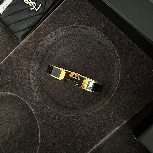 Hermes Clic H Bileklik Siyah Gold