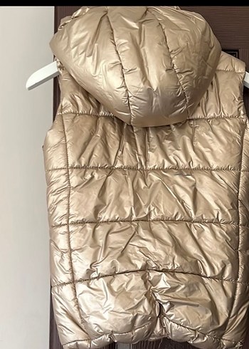 Bej Parlak Kapüşonlu çocuk Şişme Yelek - Görsel 2