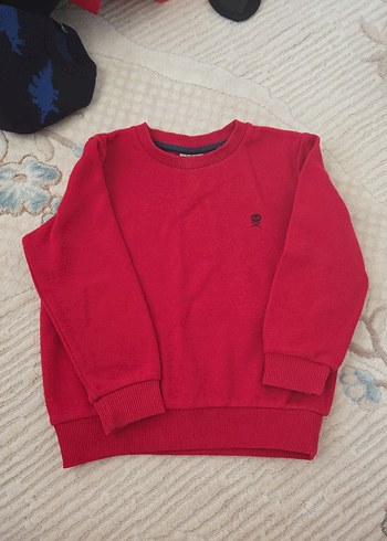Kırmızı Erkek Sweatshirt, Uzun Kollu, Basic
