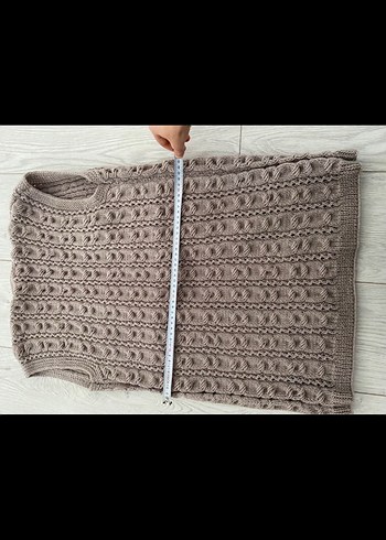 Bej Örgü Kadın Yelek V Yaka - Görsel 3