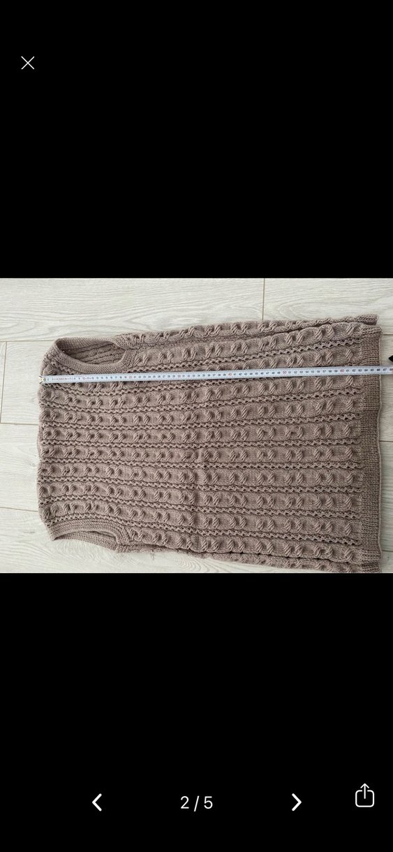 Bej Örgü Kadın Yelek V Yaka - Görsel 2